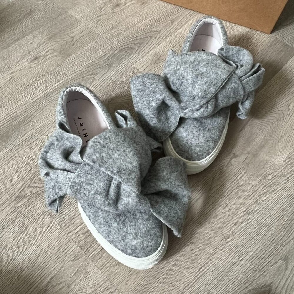 JOSHUA SANDERS Shoes Womens 39 Gray Felt Bow Slip on Sneakers Made in Italy